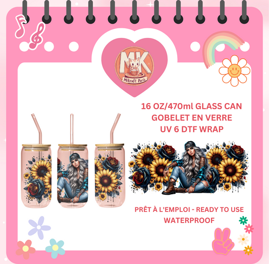 UV DTF WRAP TATTOO GIRL FLOWER