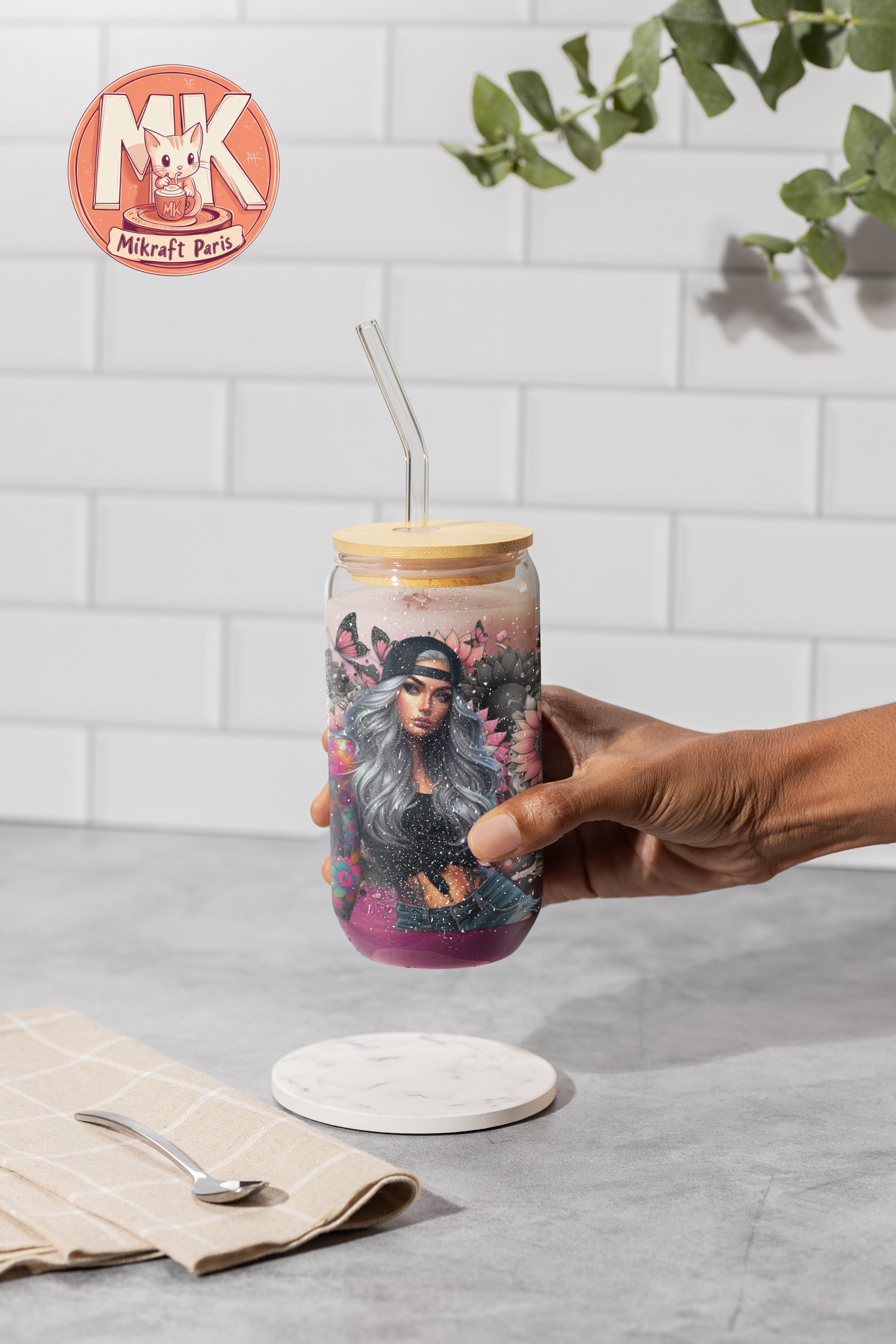 TATTOO GIRL Gobelet en verre