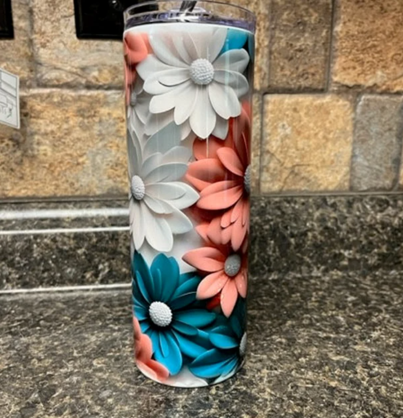 Gourde avec avec motif fleur / Tumbler with flower design