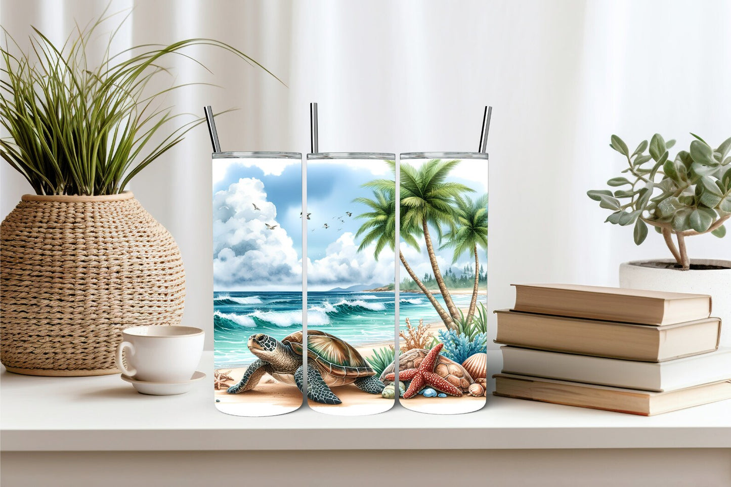 Gourde avec motif plage/Tumbler with beach design