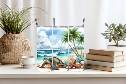 Gourde avec motif plage/Tumbler with beach design