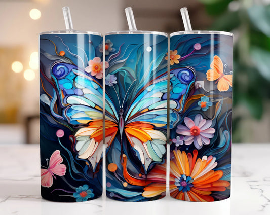 Gourde avec motif papillon/Tumbler with Butterfly design