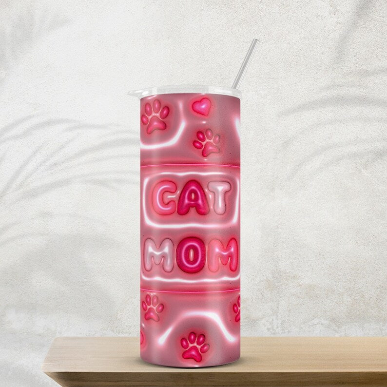 Gourde avec motif Cat Mom / Tumbler with Cat Mom design