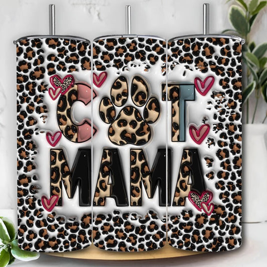 Gourde avec motif Cat Mom / Tumbler with Cat Mom design