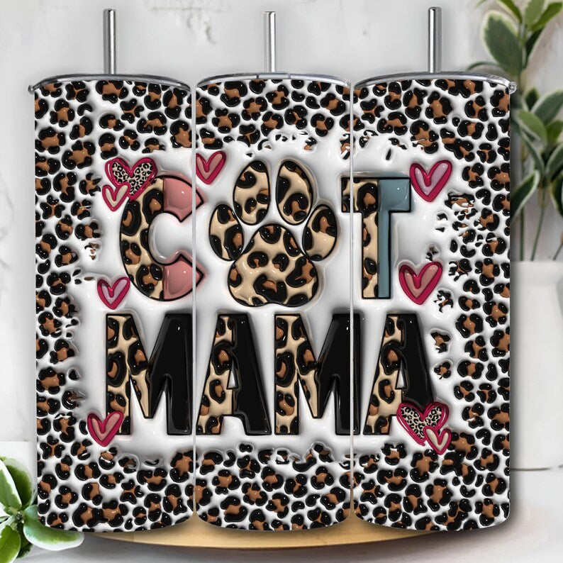Gourde avec motif Cat Mom / Tumbler with Cat Mom design