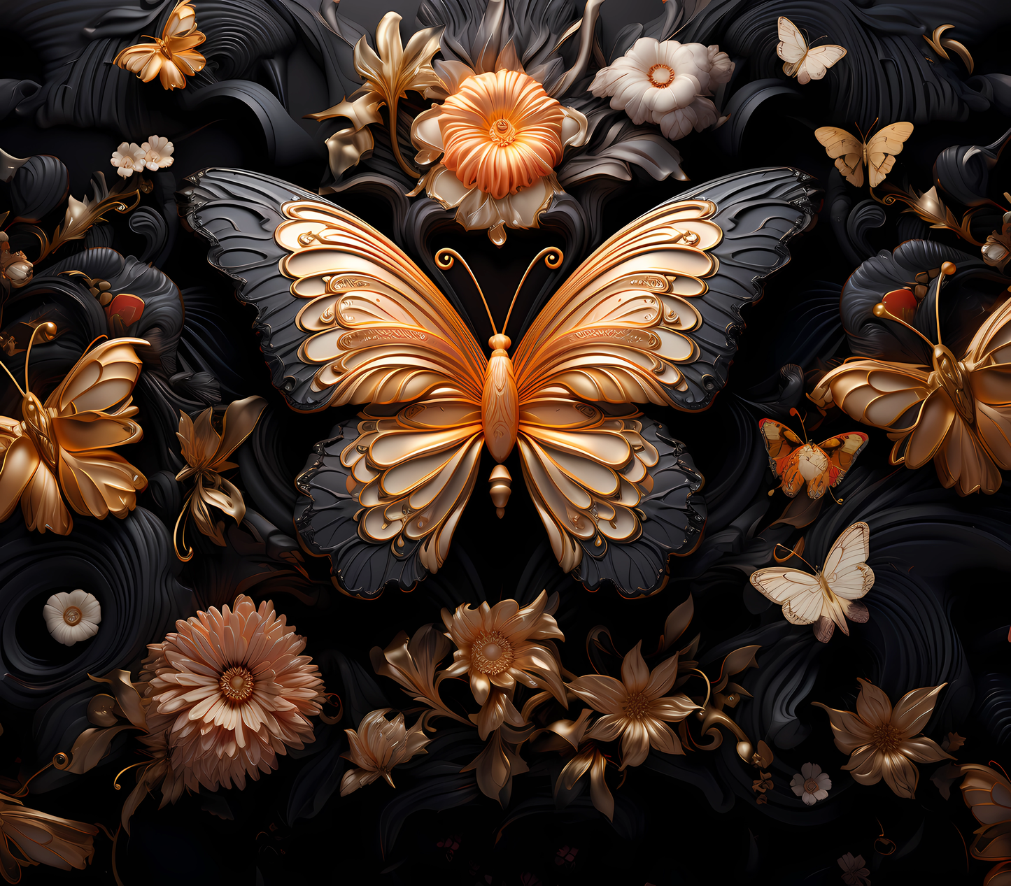 Gourde avec motif papillon/Tumbler with Butterfly design