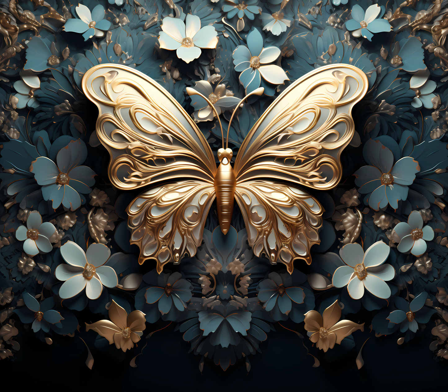 Gourde avec motif papillon/Tumbler with Butterfly design