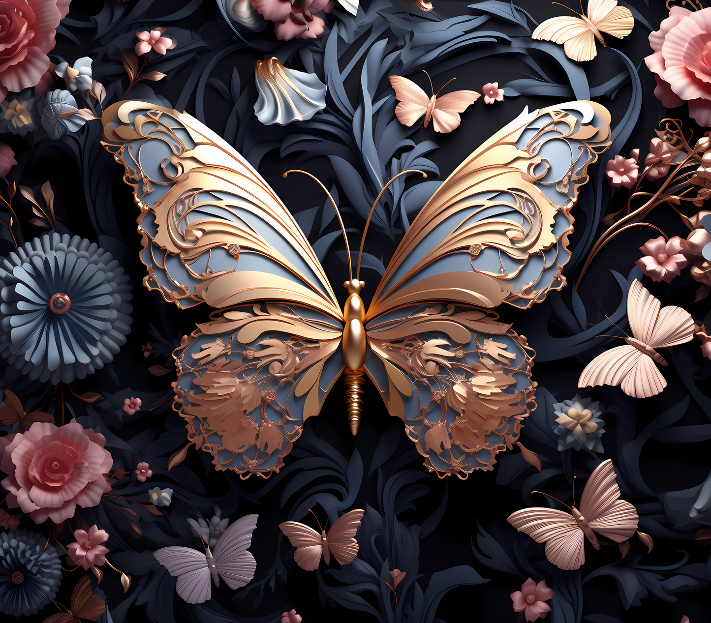 Gourde avec motif papillon/Tumbler with Butterfly design