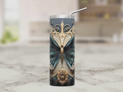 Gourde avec motif papillon/Tumbler with Butterfly design